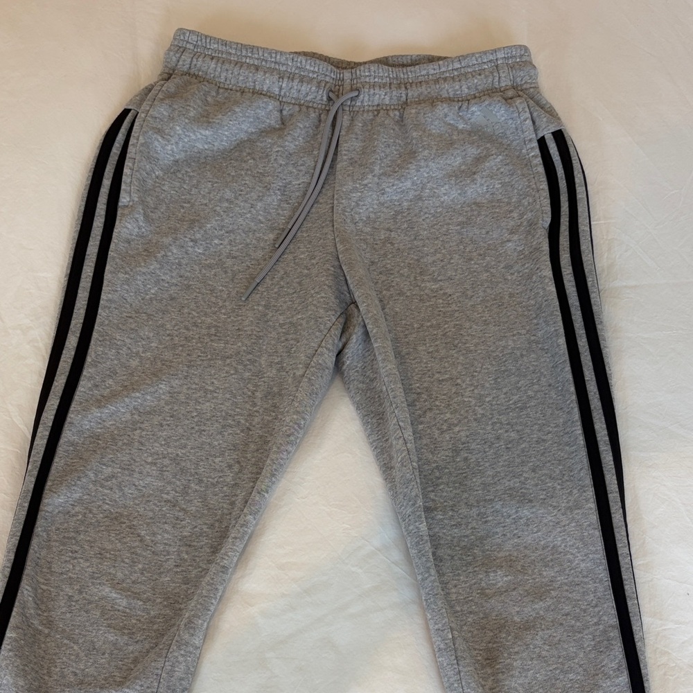 adidas Gray Joggers with Black Stripes